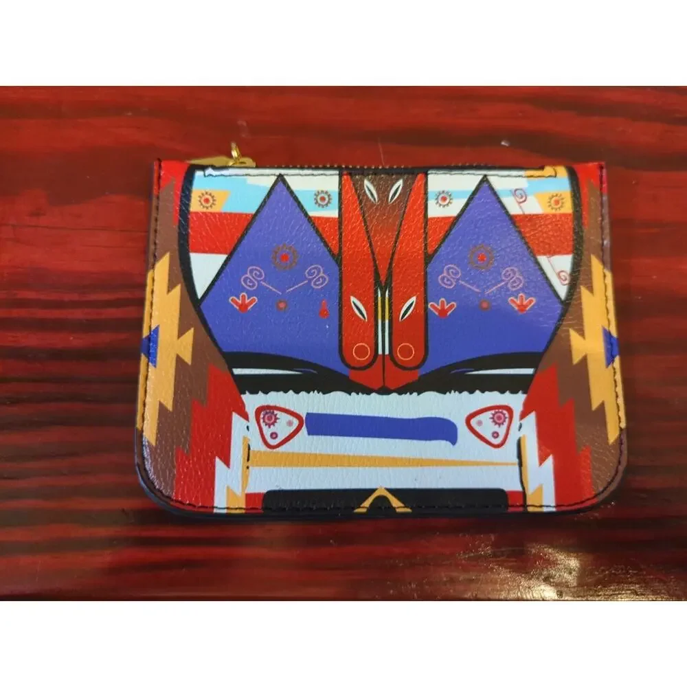 Bright Slim Aztec Western Geometric Zip Top Slim Wallet Handheld 6x4.5”